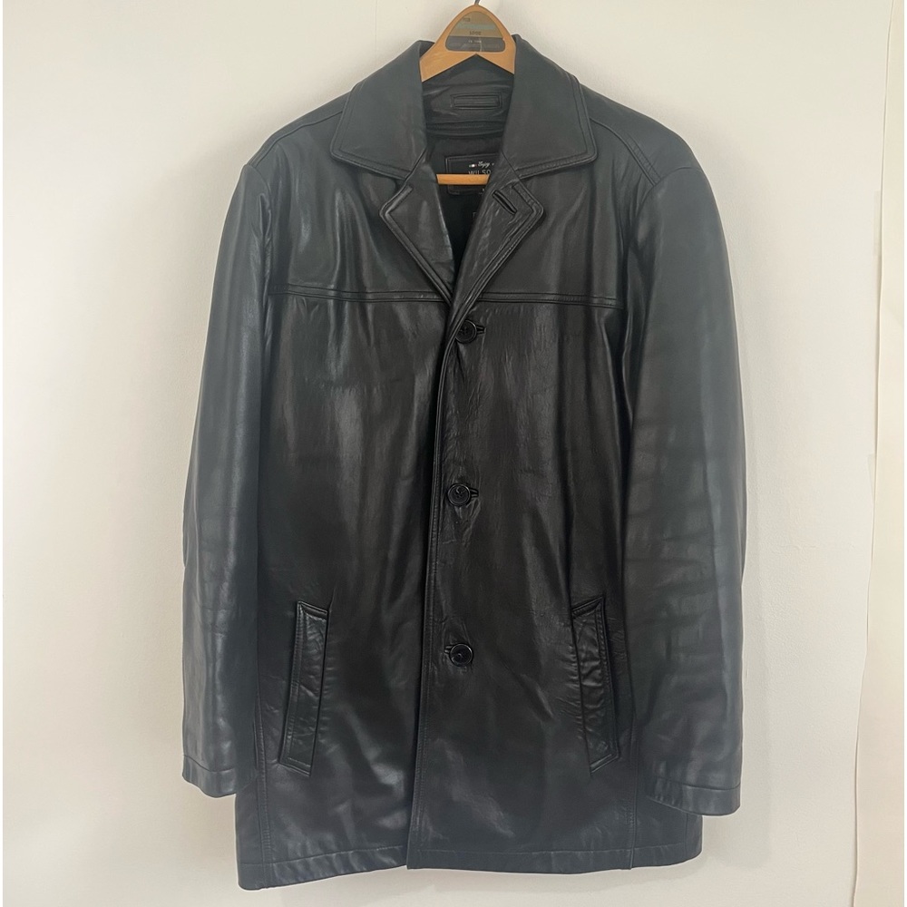 Wilsons Pelle Studio Italian Leather Black Coat Sz M Lined